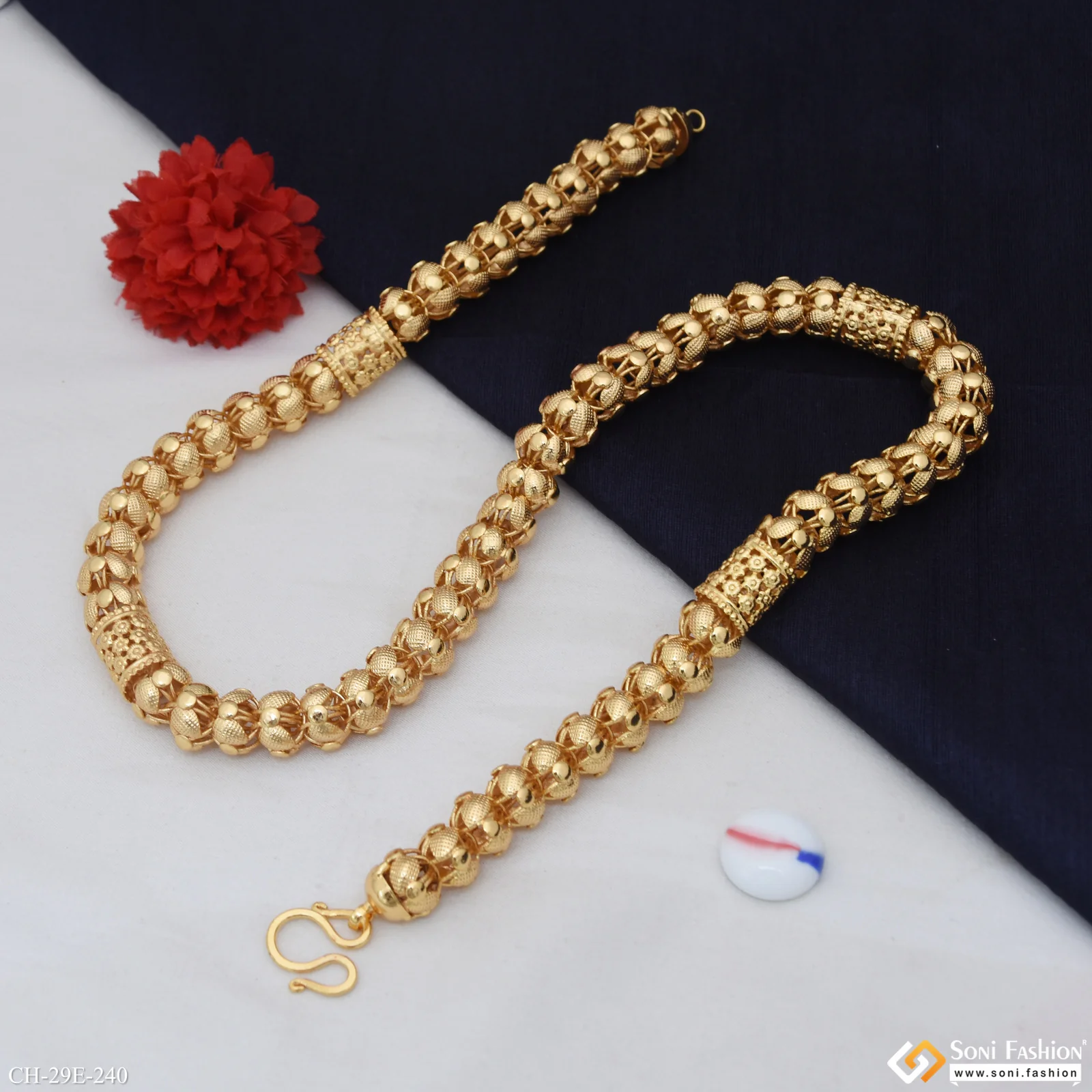 Prominent Design Gold Plated Rajwadi Chain for Men - Style E240 - Image 6