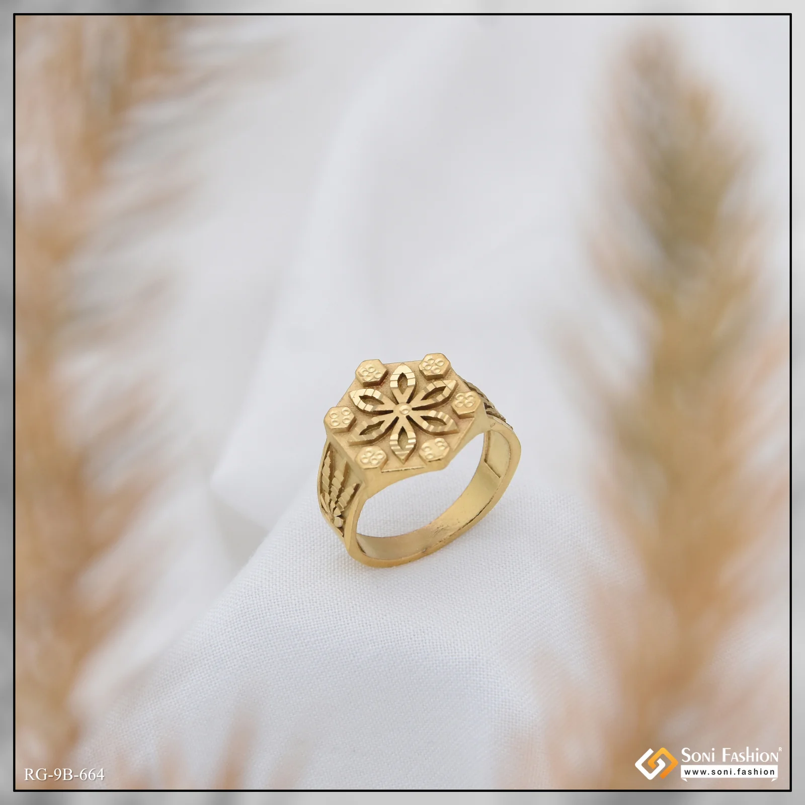 Prominent Design Gold Plated Ring for Men - Style B664 - Image 3