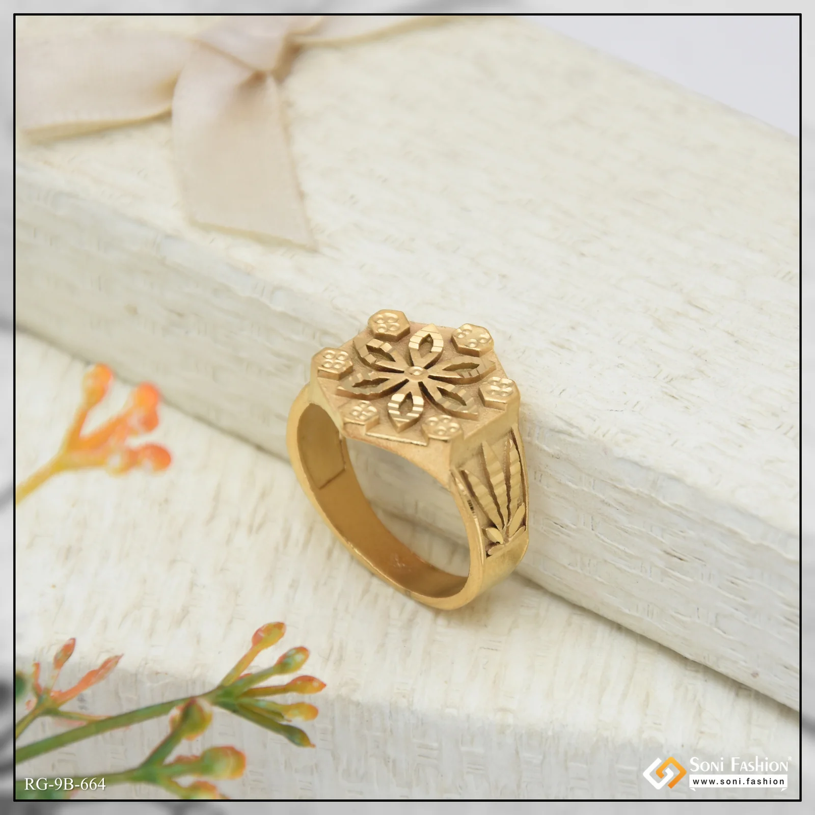 Prominent Design Gold Plated Ring for Men - Style B664 - Image 4
