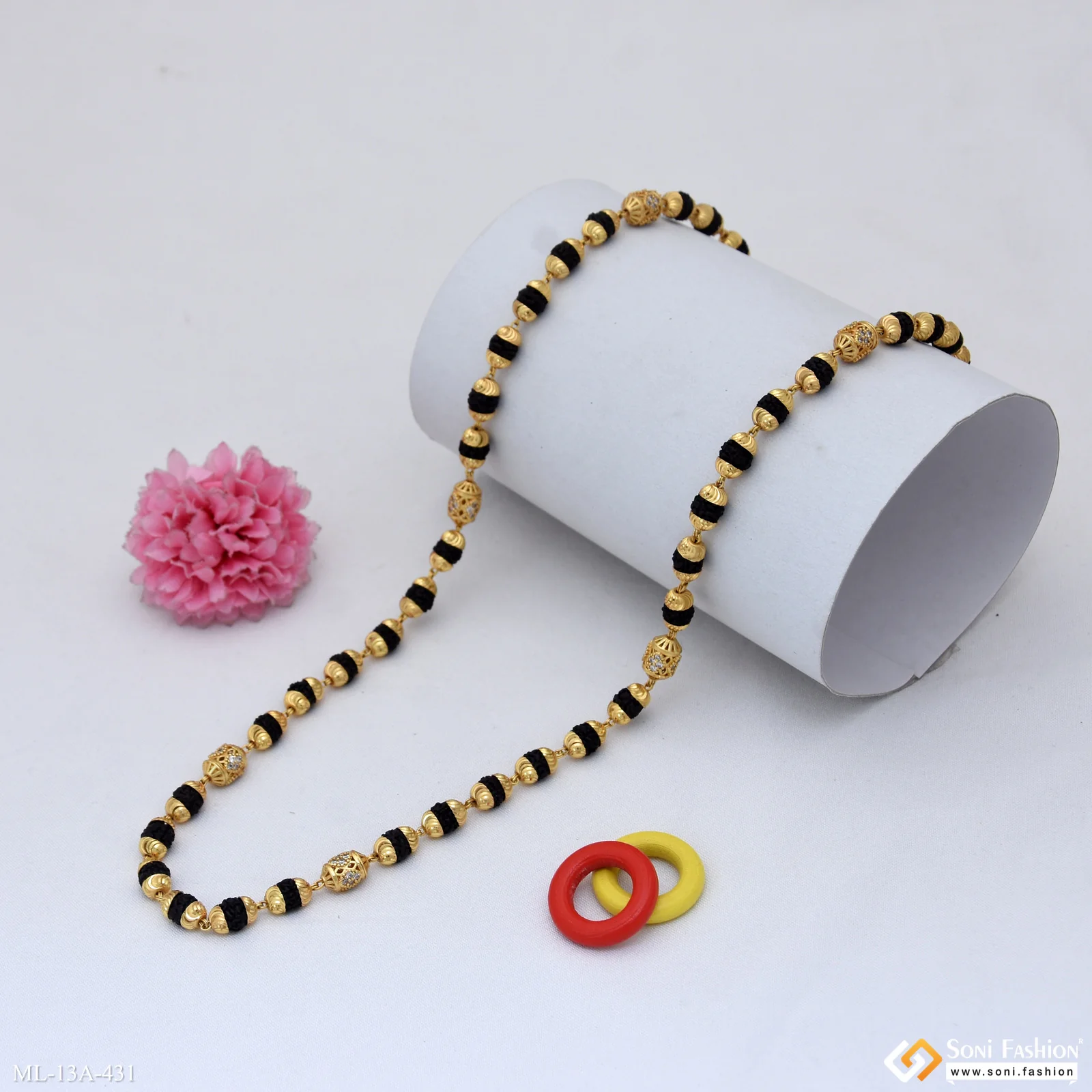 Prominent Design Gold Plated Rudraksha Mala for Men - Style A431 - Image 3