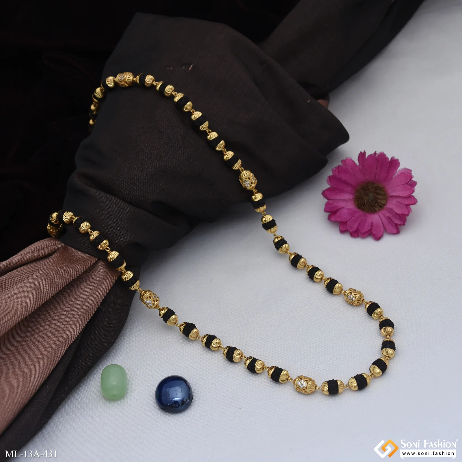 Prominent Design Gold Plated Rudraksha Mala for Men - Style A431 - Image 4