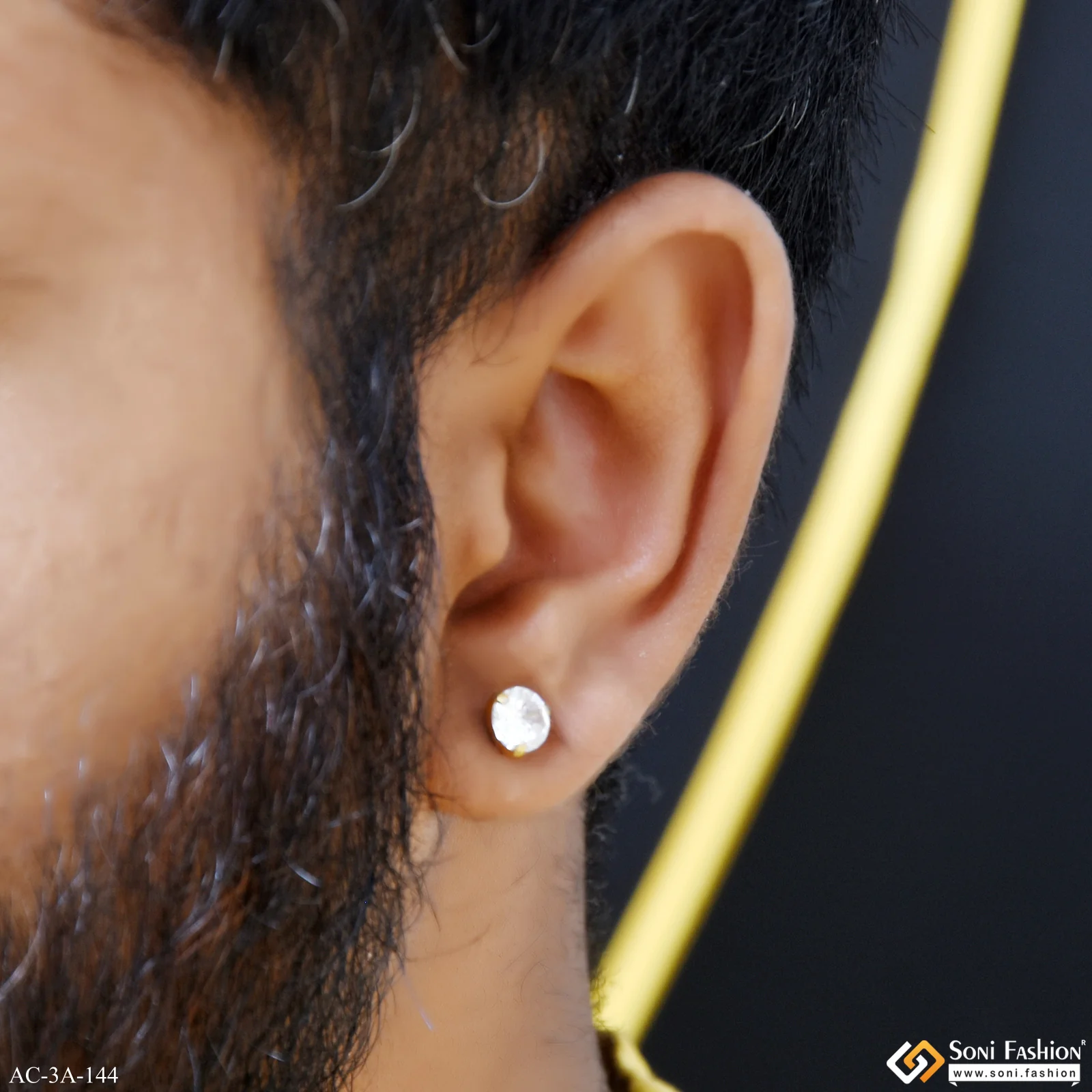 Prominent Design Golden Color Stud Earring for Men (2 Pc) - Style A144