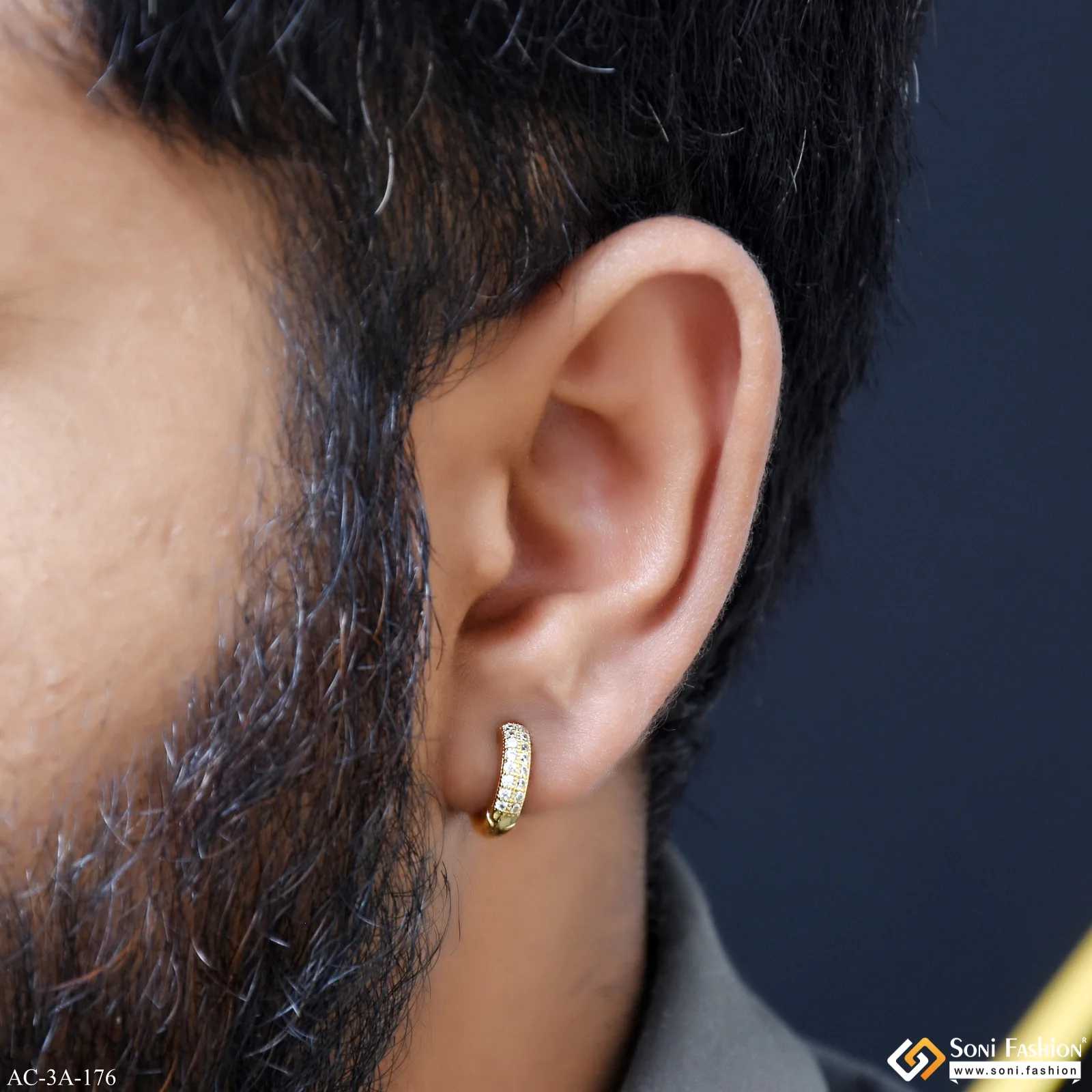 Prominent Design Golden Color Stud Earring for Men (2 Pc) - Style A176