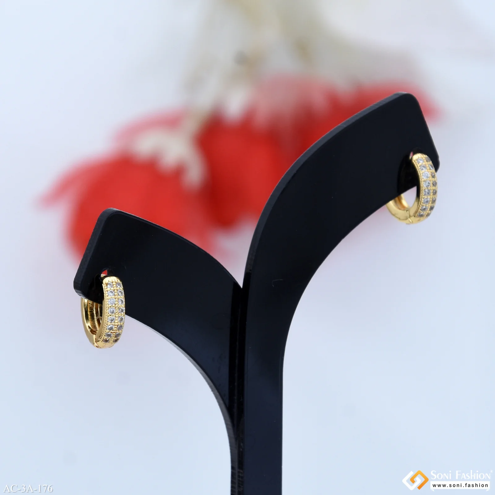 Prominent Design Golden Color Stud Earring for Men (2 Pc) - Style A176 - Image 2