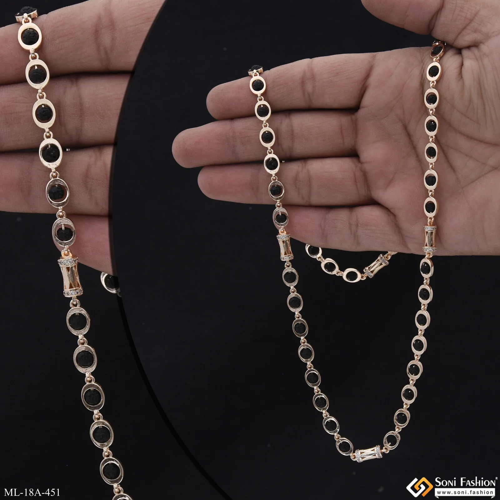 Prominent Design Rose Gold Color Rudraksha Mala for Men - Style A451 - Image 2