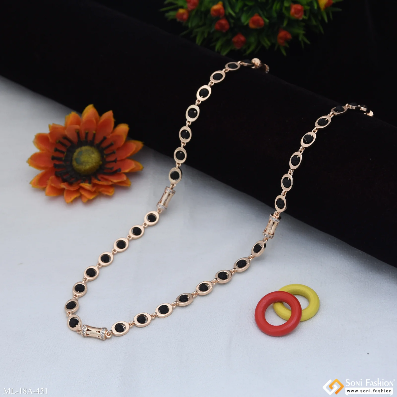 Prominent Design Rose Gold Color Rudraksha Mala for Men - Style A451 - Image 3