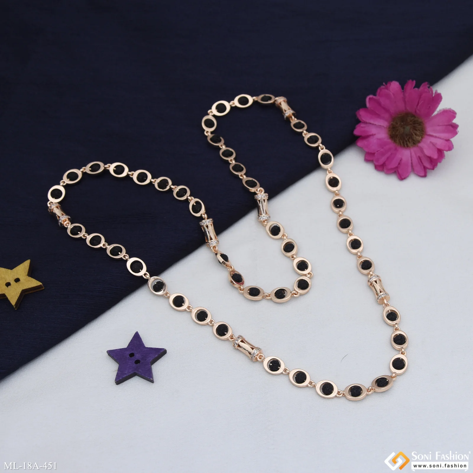 Prominent Design Rose Gold Color Rudraksha Mala for Men - Style A451 - Image 4