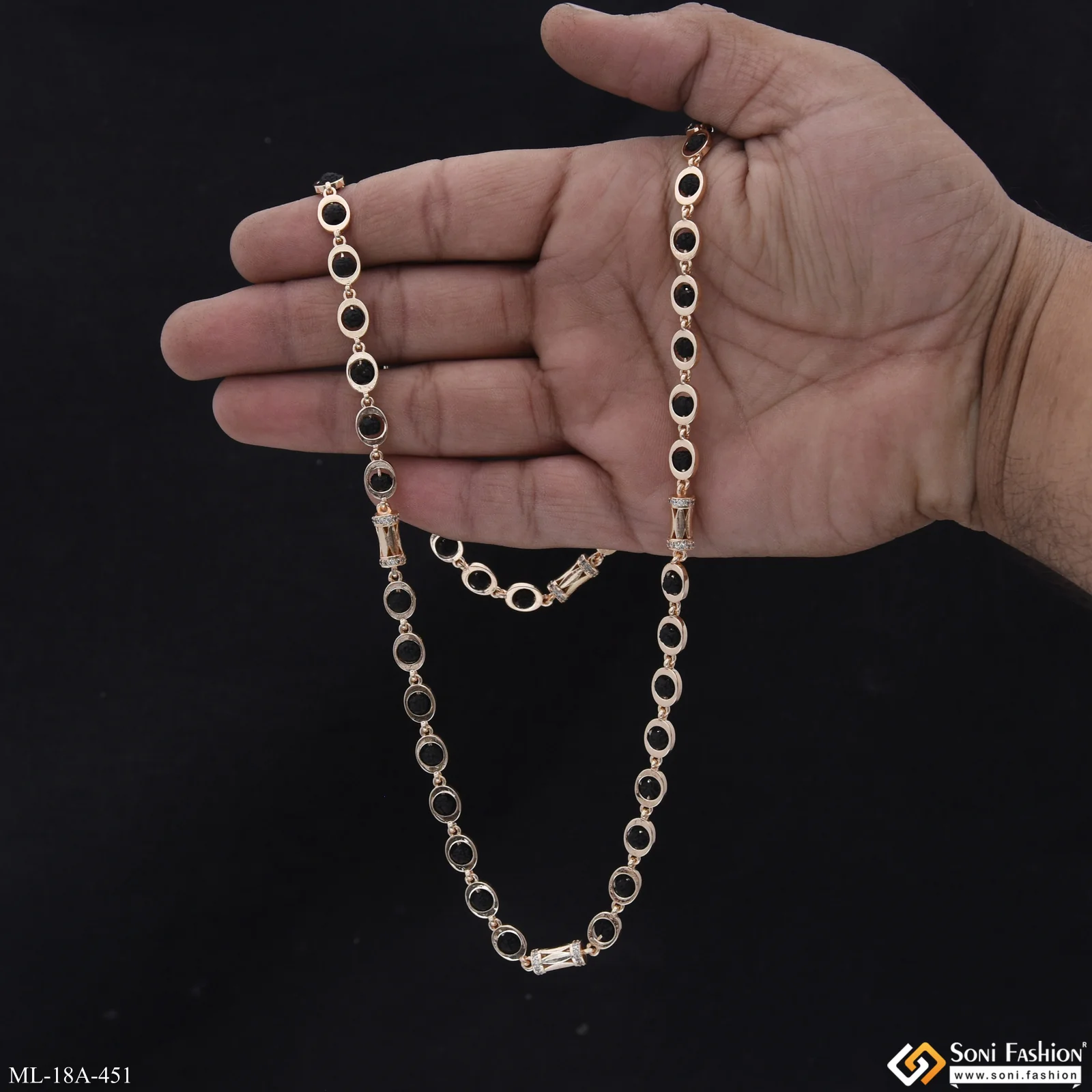 Prominent Design Rose Gold Color Rudraksha Mala for Men - Style A451 - Image 6