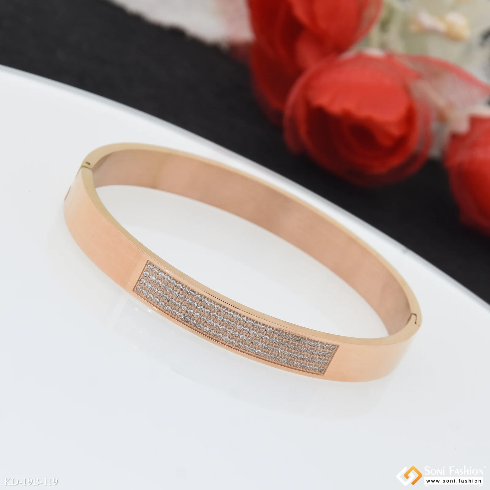 Prominent Design Rose Gold Color Stainless Steel Kada for Men - Style B119 - Image 3