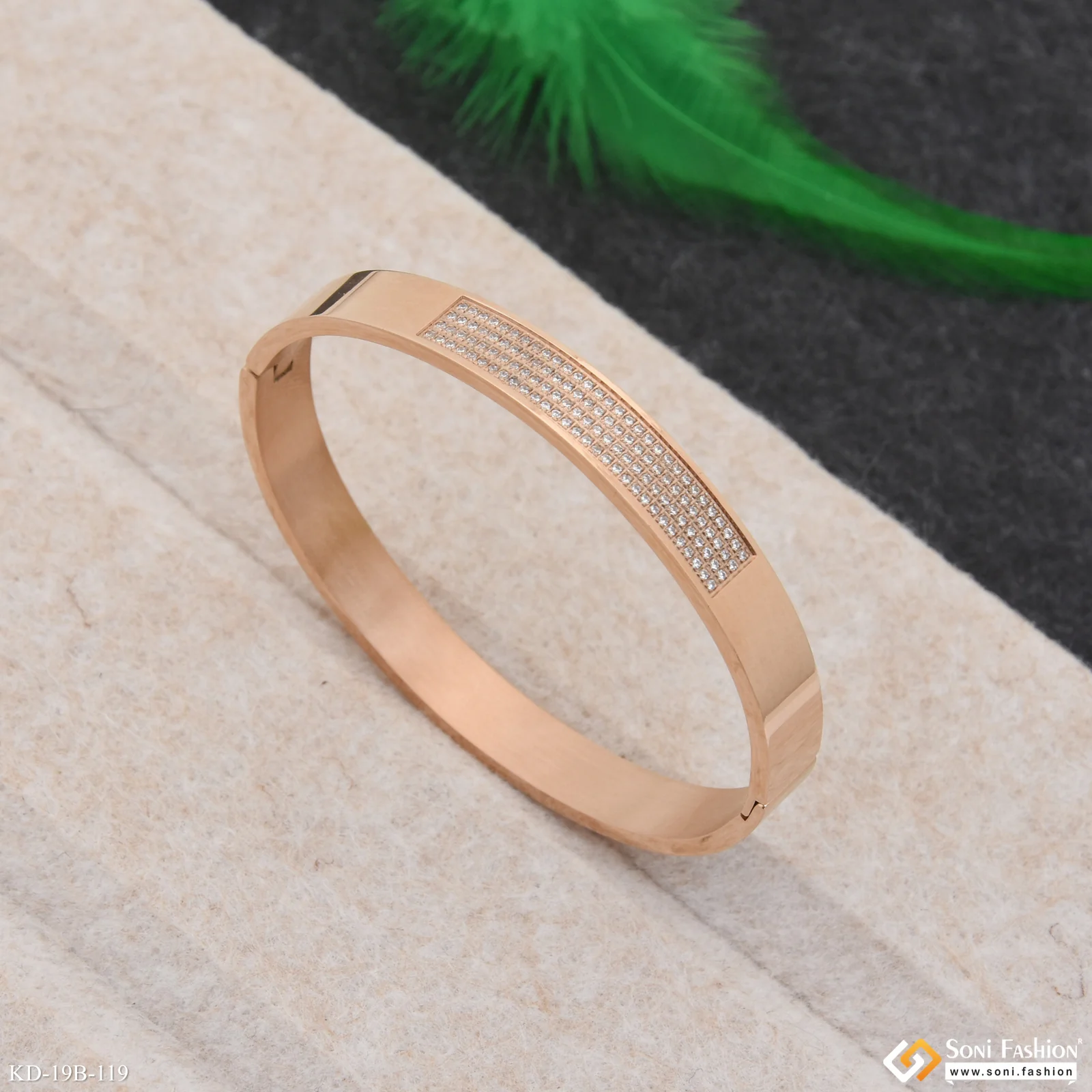 Prominent Design Rose Gold Color Stainless Steel Kada for Men - Style B119 - Image 5