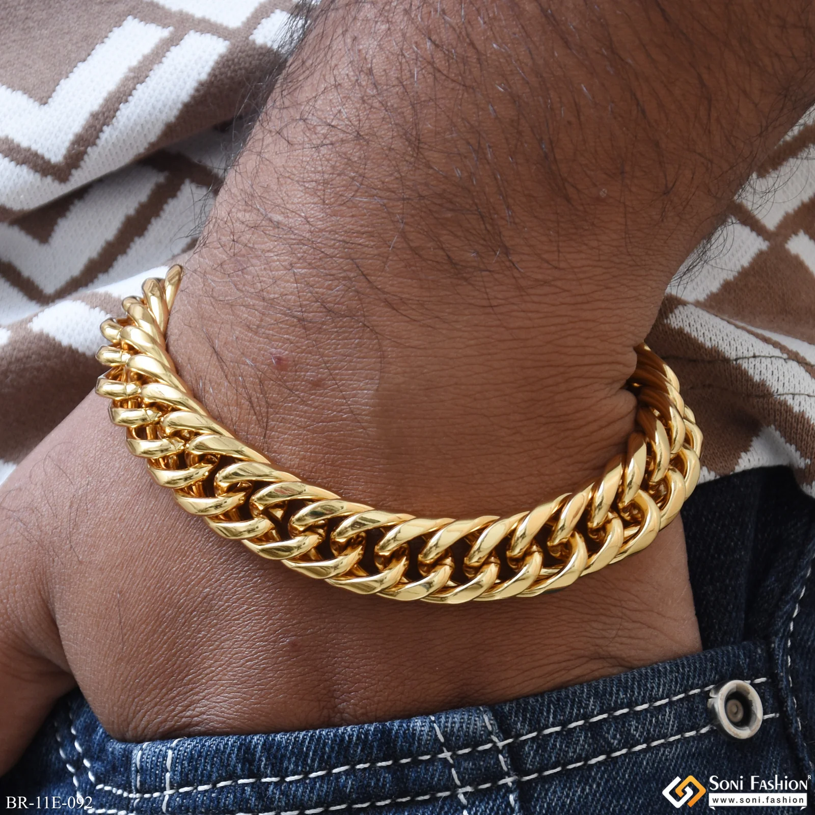 Prominent Design Stainless Steel Link Bracelet for Men - Style E092