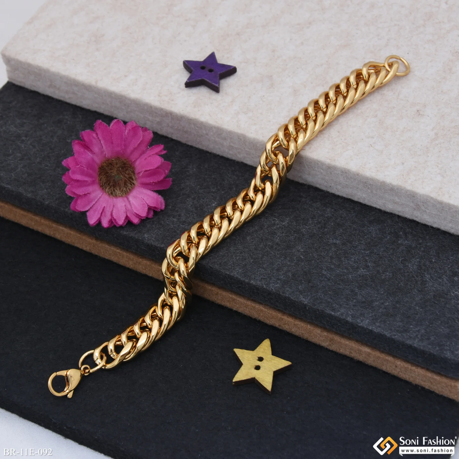 Prominent Design Stainless Steel Link Bracelet for Men - Style E092 - Image 2