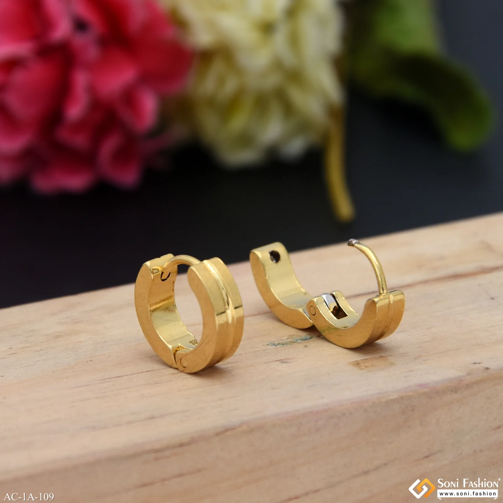Prominent Design Stainless Steel Stud Earring for Men (2 Pc) - Style A109 - Image 5