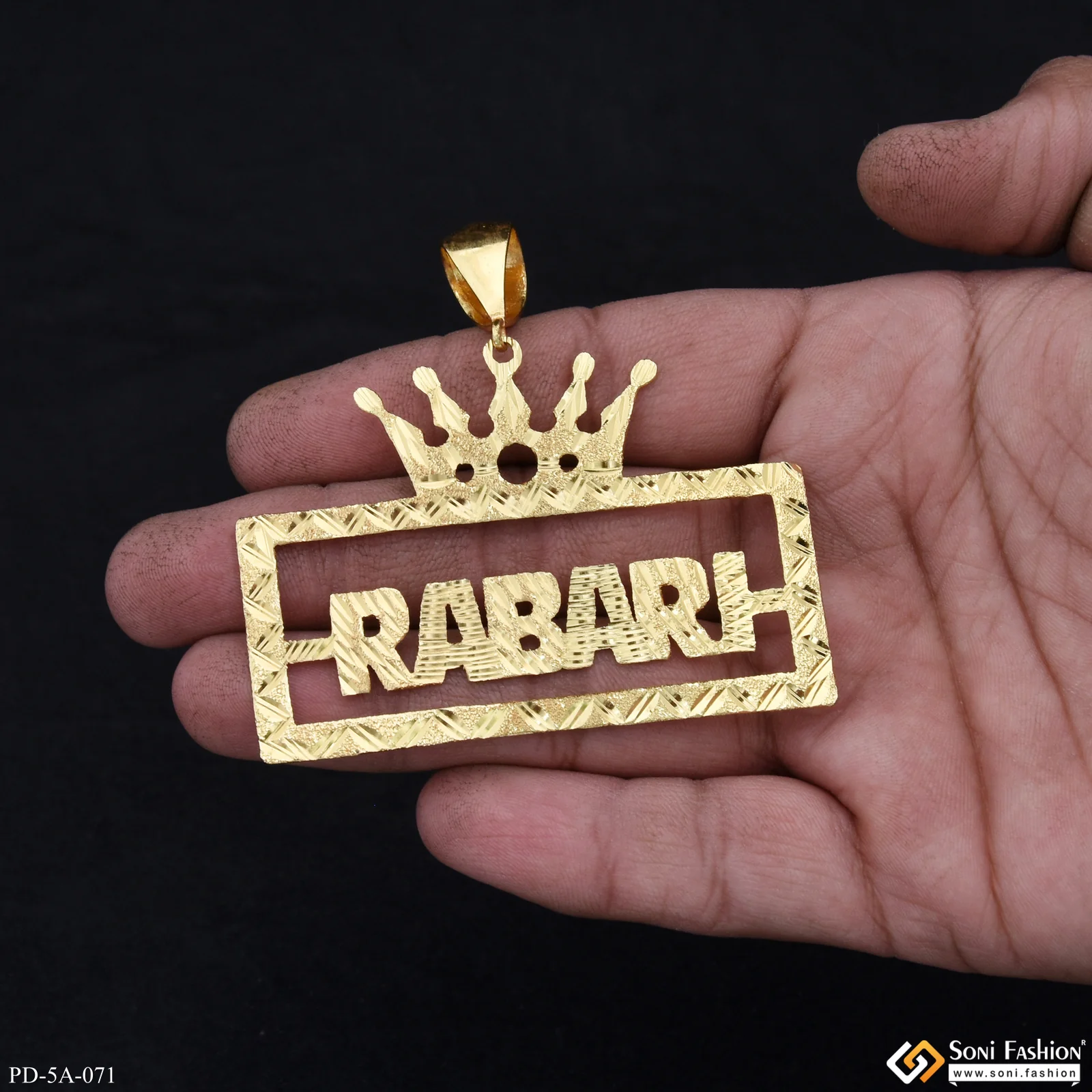 Rabari-(Letter) King-Crown Eye-Catching Design Gold Plated Pendant - Style A071