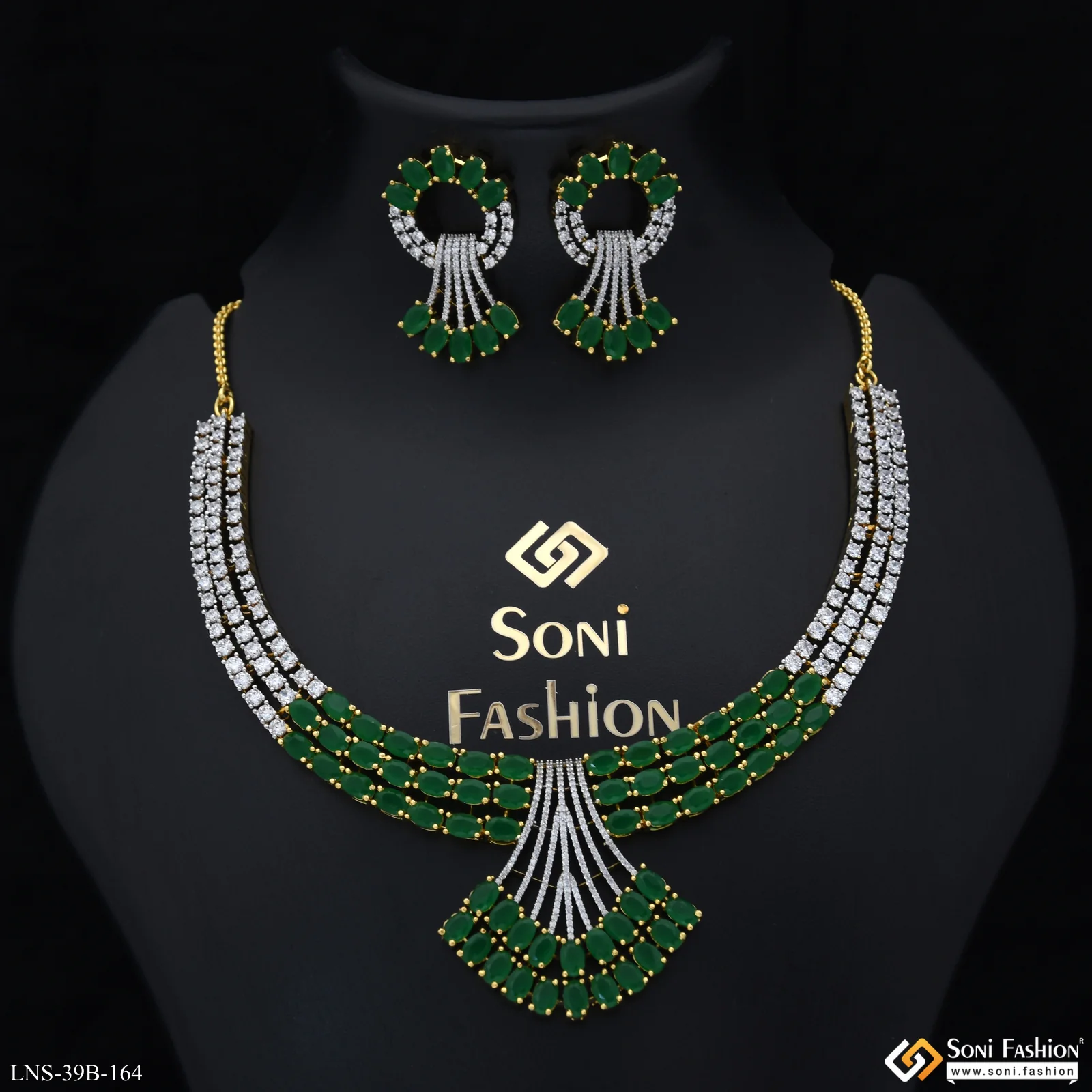 Radiant Design Gold Plated Diamond Necklace Set for Ladies - Style B164 - Image 2