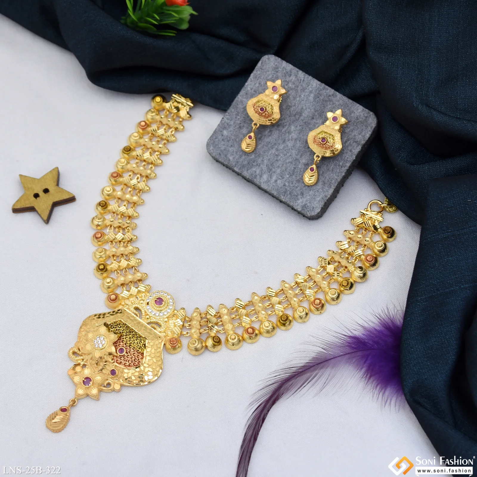 Radiant Design Gold Plated Necklace Set for Women - Style B322 - Image 5