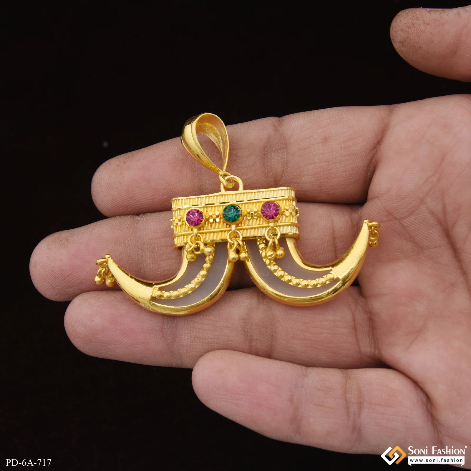 Rajwadi Artificial Finely Detailed Design Gold Plated Nail Pendant for Men - Style A717 - Image 2