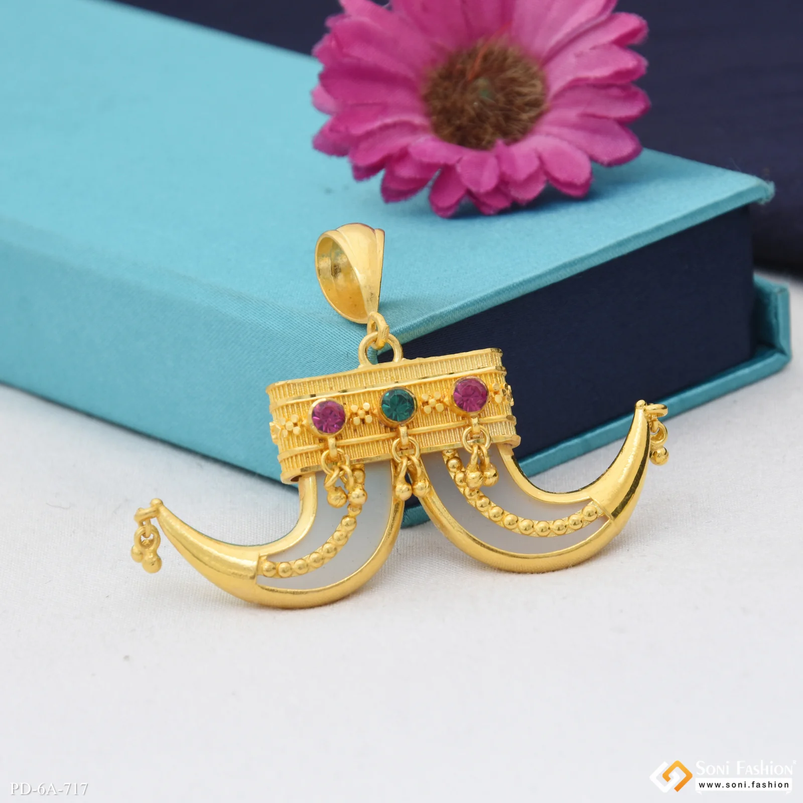 Rajwadi Artificial Finely Detailed Design Gold Plated Nail Pendant for Men - Style A717 - Image 3