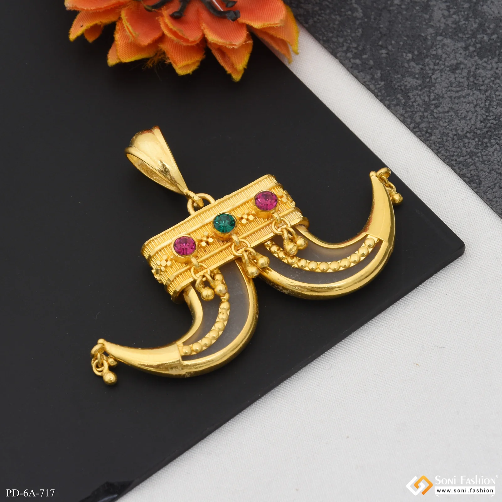 Rajwadi Artificial Finely Detailed Design Gold Plated Nail Pendant for Men - Style A717 - Image 4