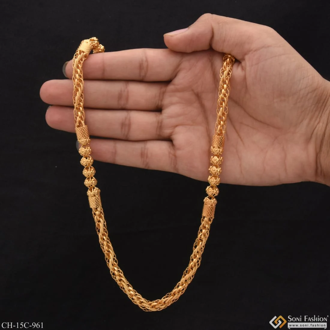 Rajwadi Unique Design Premium-grade Quality Gold Plated Chain For Men - Style C961