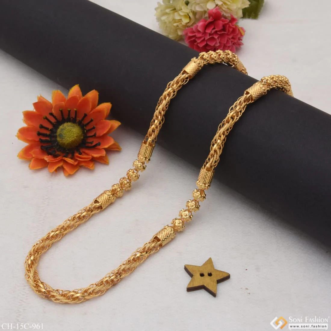 Rajwadi Unique Design Premium-grade Quality Gold Plated Chain For Men - Style C961 - Image 2