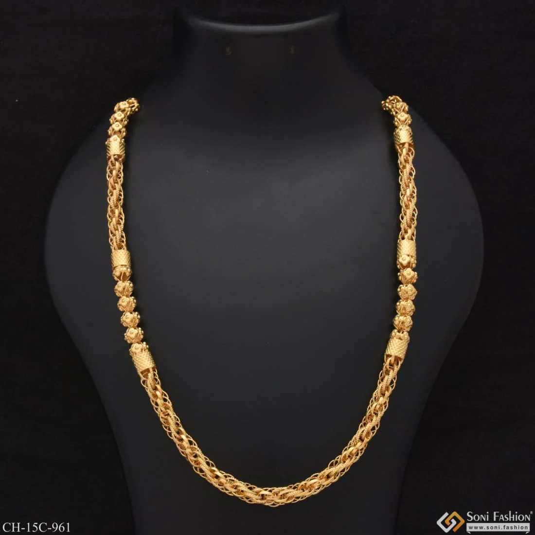 Rajwadi Unique Design Premium-grade Quality Gold Plated Chain For Men - Style C961 - Image 3