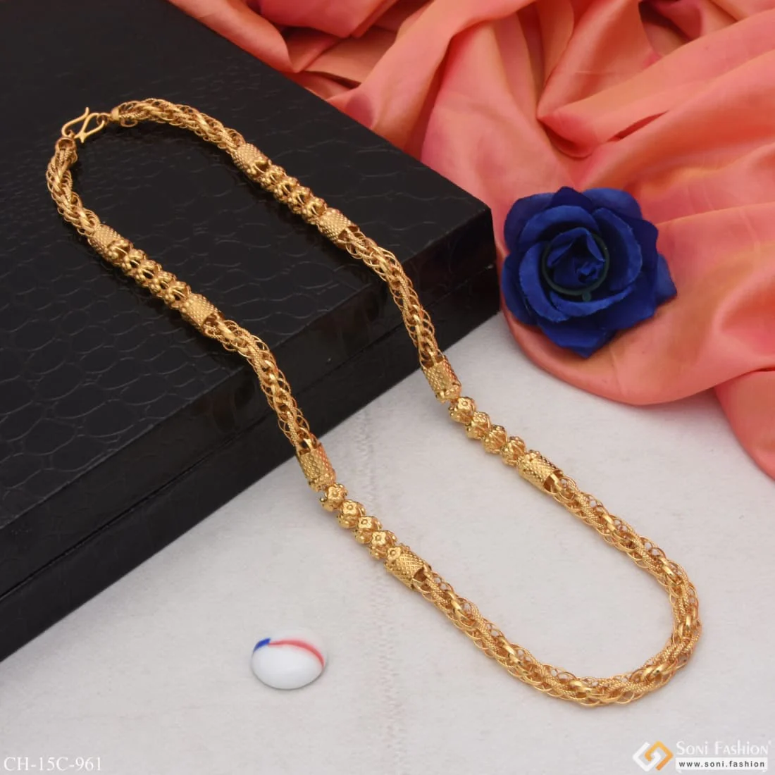 Rajwadi Unique Design Premium-grade Quality Gold Plated Chain For Men - Style C961 - Image 4