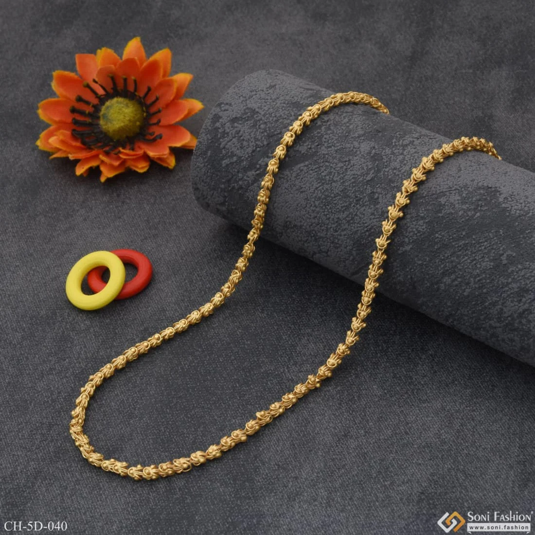 Rajwadi Unique Design Premium-Grade Quality Gold Plated Chain for Men - Style D040 - Image 3