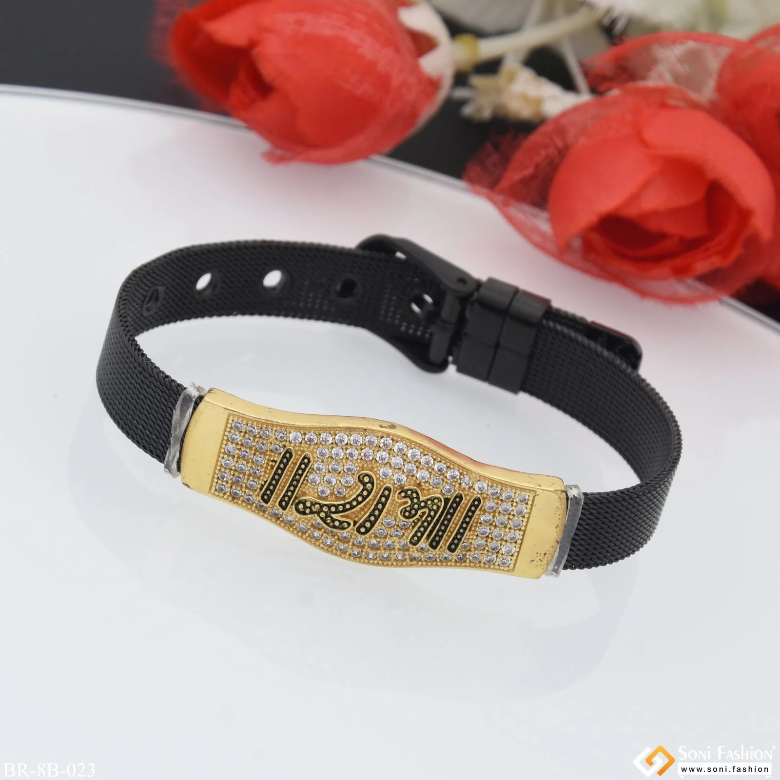 Ram with Diamond Best Quality Easy-To-Maintain Design Gold Plated Bracelet - Style B023 - Image 2