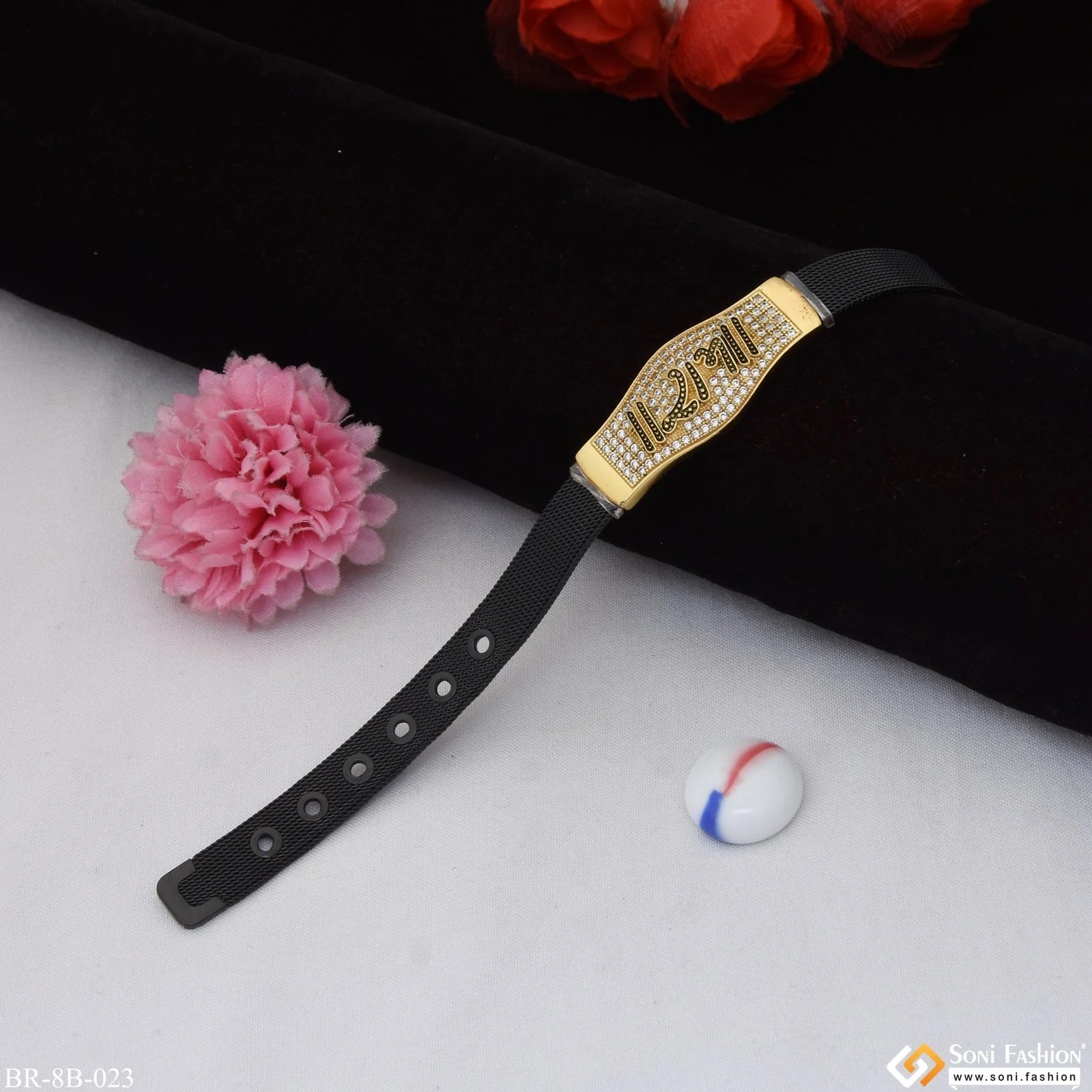 Ram with Diamond Best Quality Easy-To-Maintain Design Gold Plated Bracelet - Style B023 - Image 5