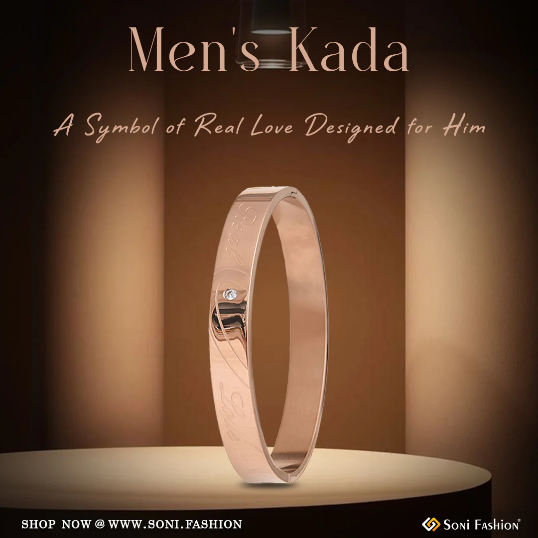 Real Love Decorative Design Best Quality Rose Gold Kada For Men - Style A835