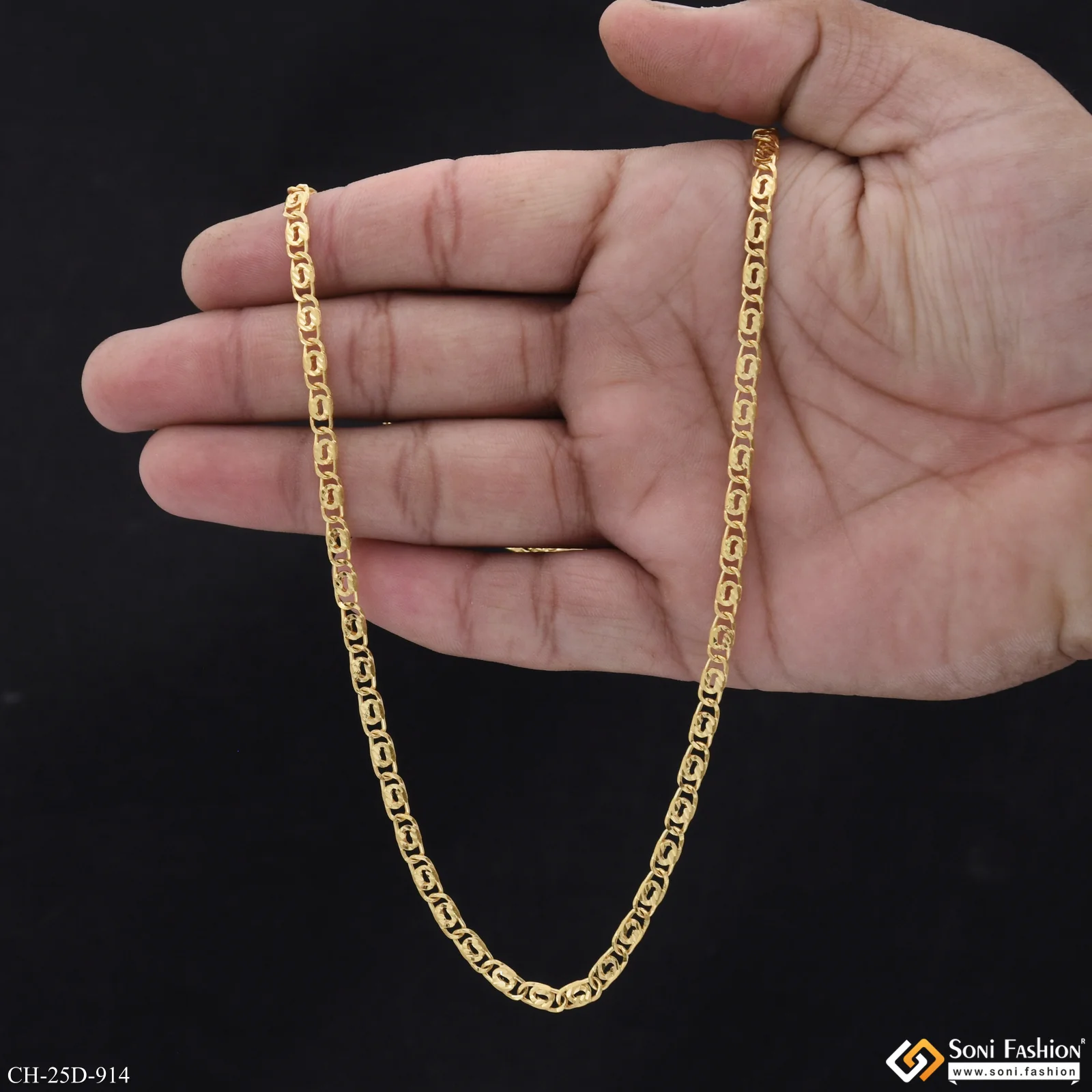 Ring Into Ring Awesome Design 18k Gold Plated Chain for Men - Style D914 - Image 3