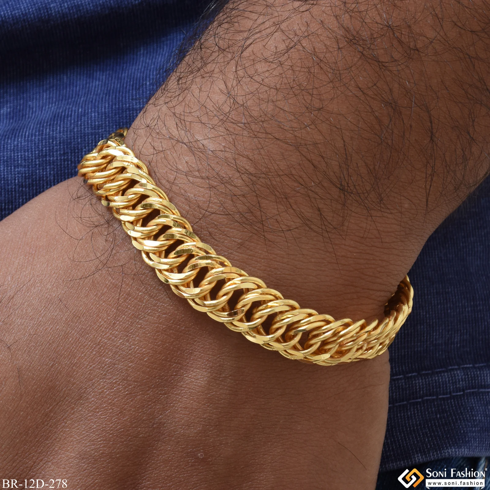 Ring Into Ring Awesome Design Gold Plated Bracelet for Men - Style D278 - Image 2