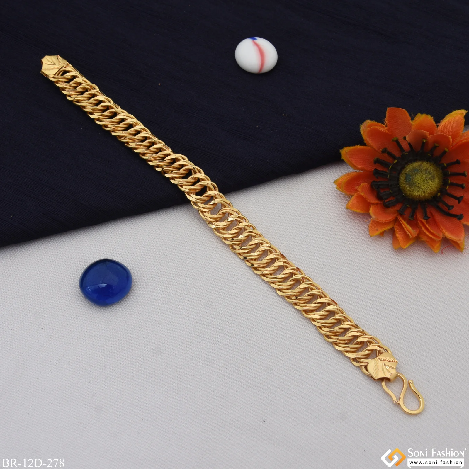 Ring Into Ring Awesome Design Gold Plated Bracelet for Men - Style D278 - Image 3
