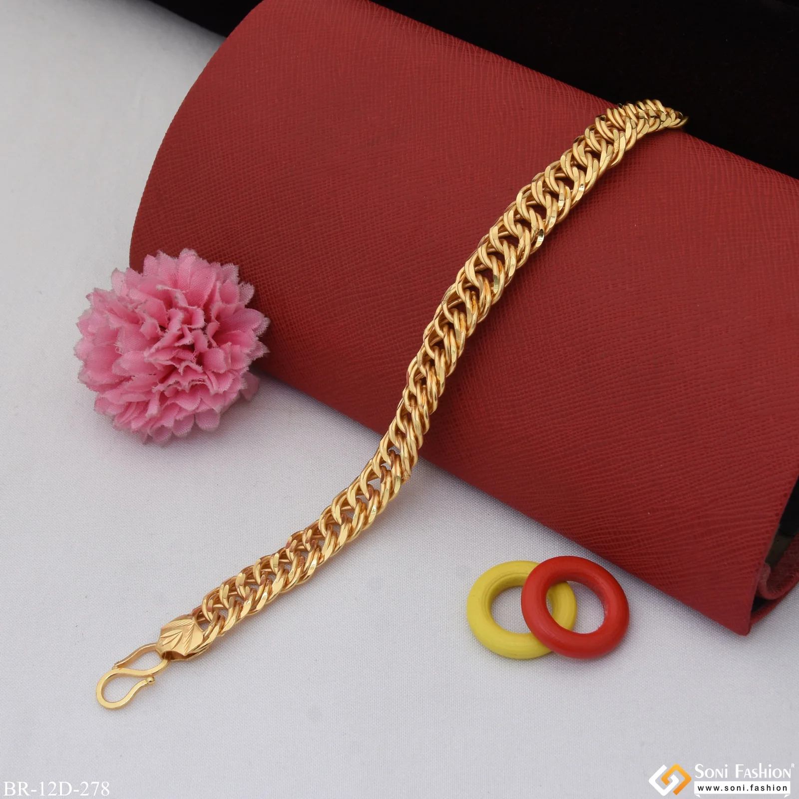 Ring Into Ring Awesome Design Gold Plated Bracelet for Men - Style D278 - Image 4