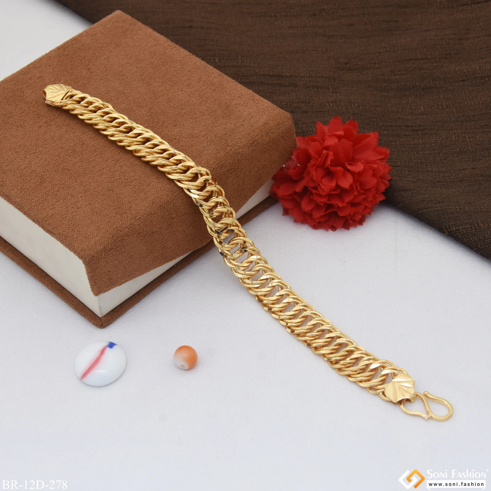 Ring Into Ring Awesome Design Gold Plated Bracelet for Men - Style D278 - Image 5