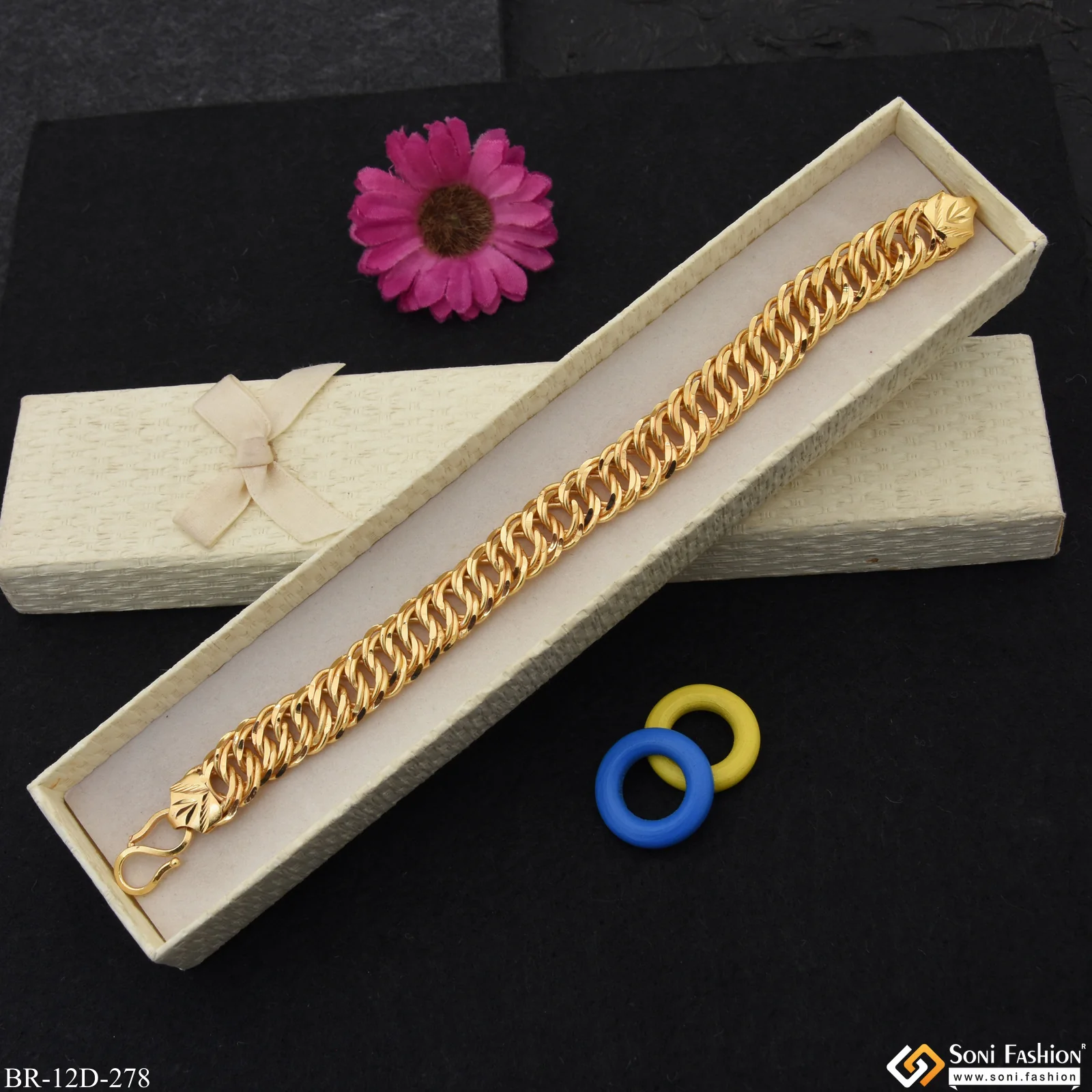 Ring Into Ring Awesome Design Gold Plated Bracelet for Men - Style D278 - Image 6