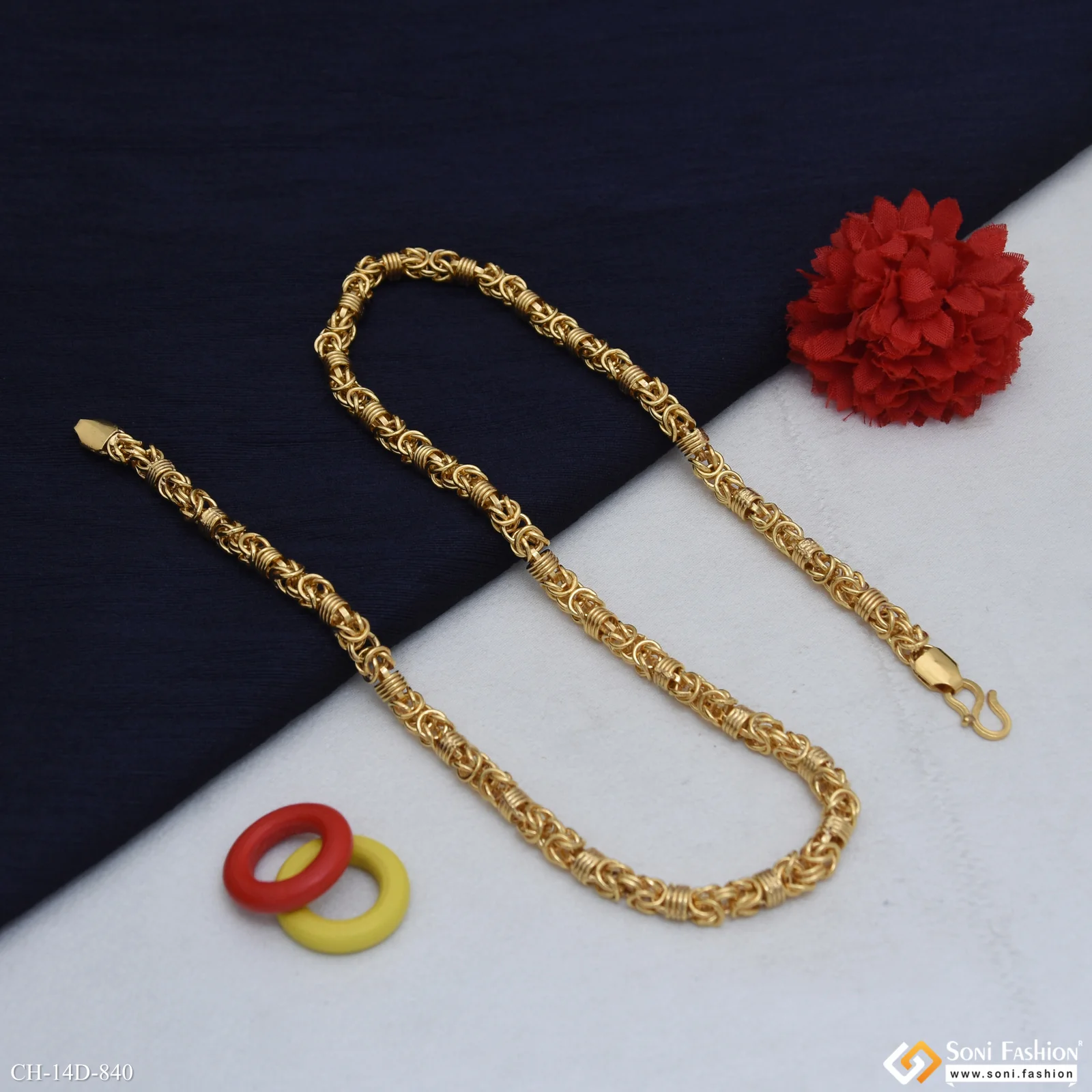 Ring Into Ring Best Quality Gold Plated Chain for Men - Style D840 - Image 5