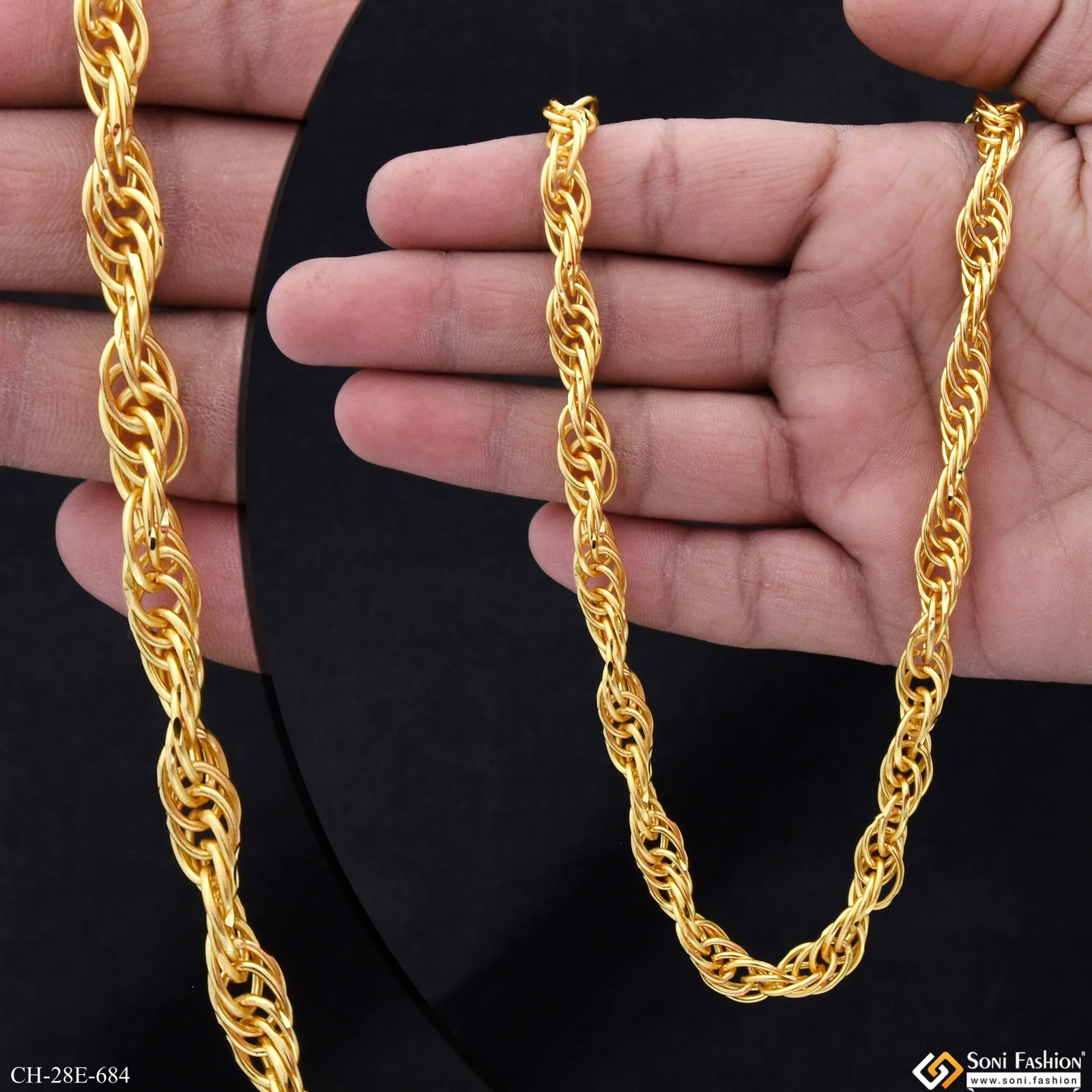 Rajwadi Best Quality Gold Plated Chain for Men - Style E684 - Image 2