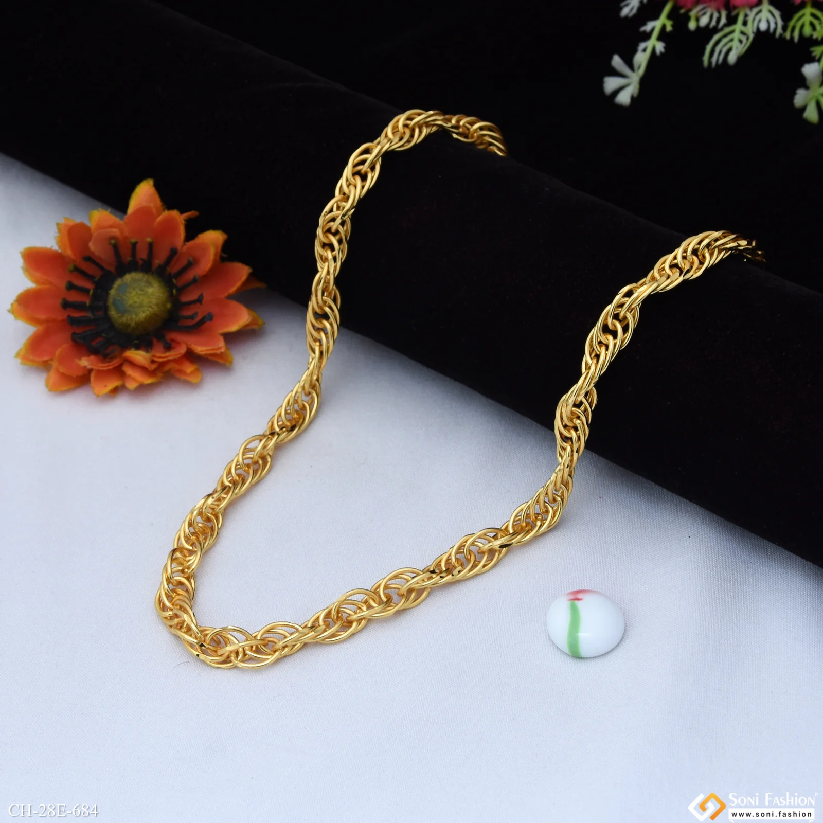 Rajwadi Best Quality Gold Plated Chain for Men - Style E684 - Image 3
