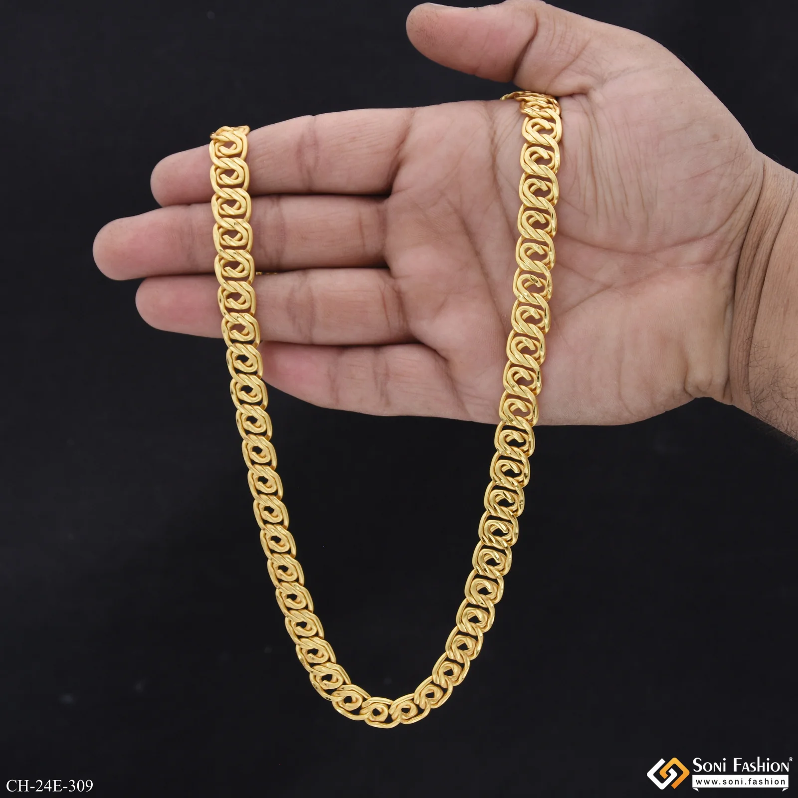 Ring Into Ring Best Quality Gold Plated Link Chain for Men - Style E309 - Image 6