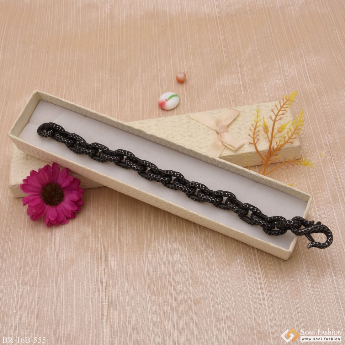 Ring into Ring Fancy Design High-Quality Black Color Bracelet for Men - Style B555 - Image 3