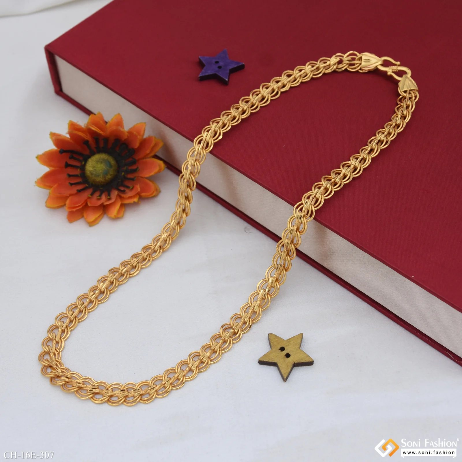 Ring Into Ring Latest Design Gold Plated Link Chain for Men - Style E307 - Image 5