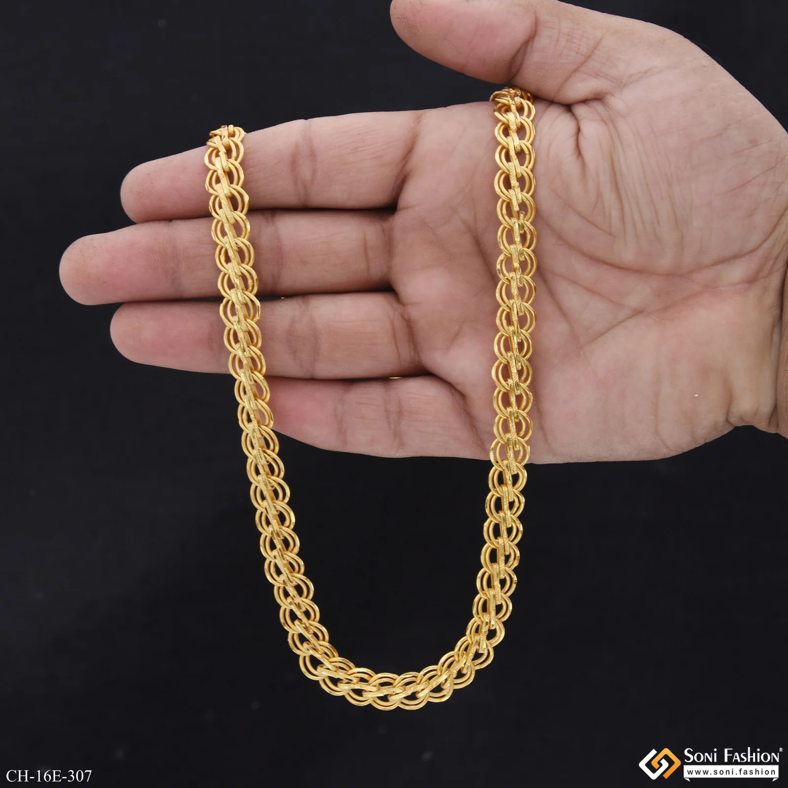 Ring Into Ring Latest Design Gold Plated Link Chain for Men - Style E307 - Image 6