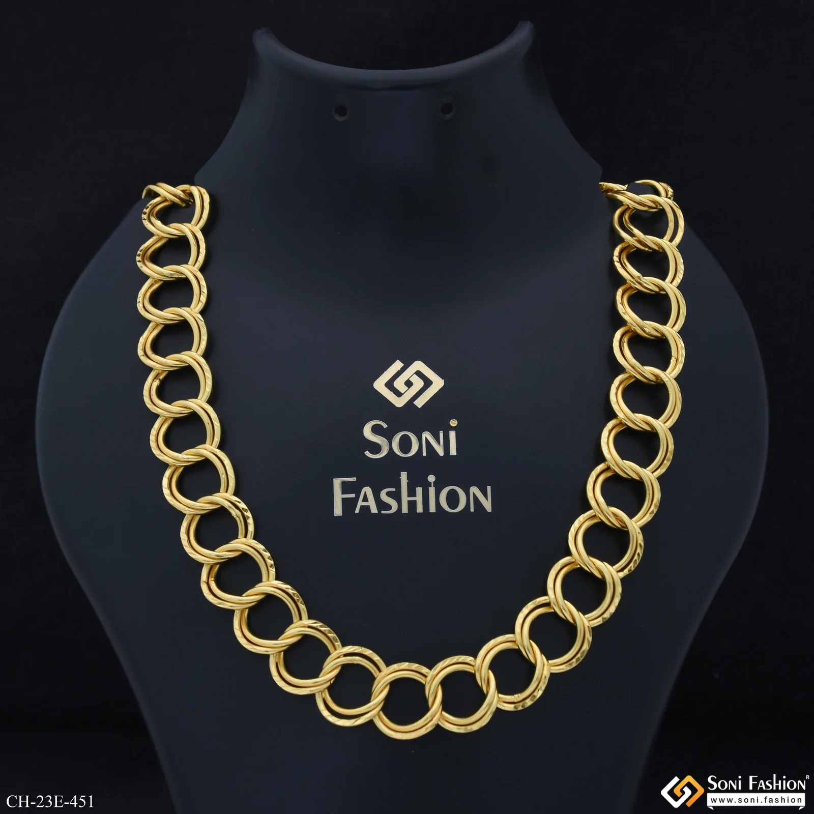 Ring Into Ring Latest Design Gold Plated Link Chain for Men - Style E451