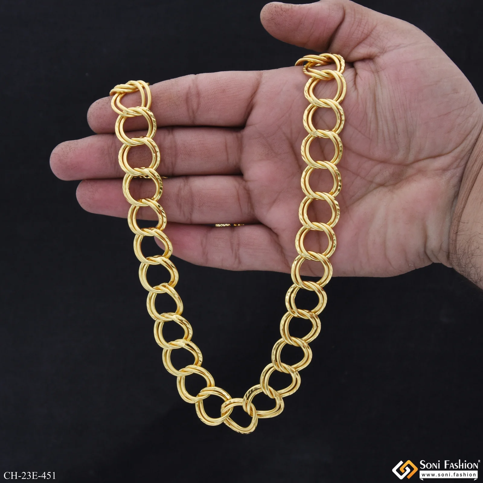 Ring Into Ring Latest Design Gold Plated Link Chain for Men - Style E451 - Image 6