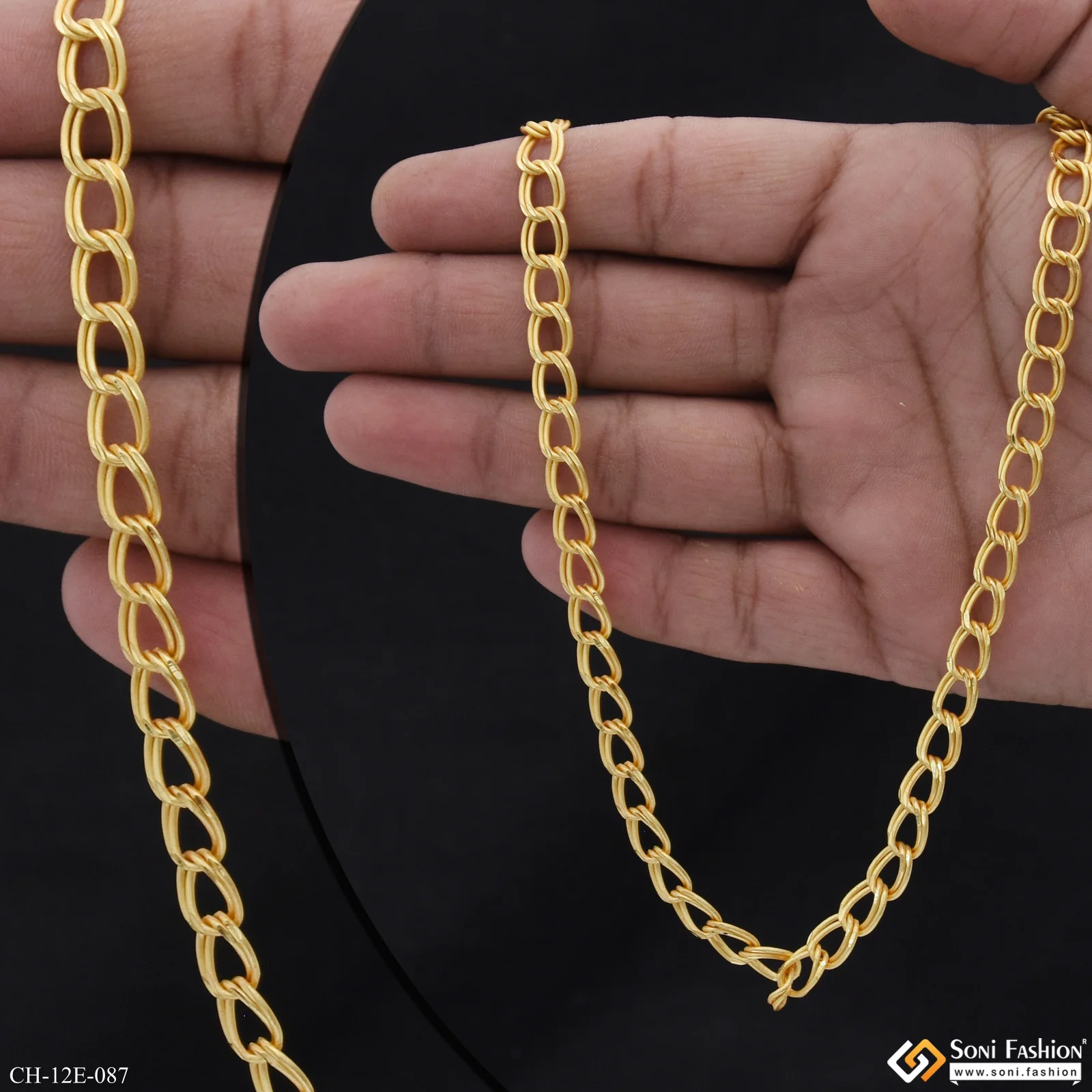 Ring Into Ring Prominent Design Gold Plated Link Chain for Men - Style E087 - Image 2