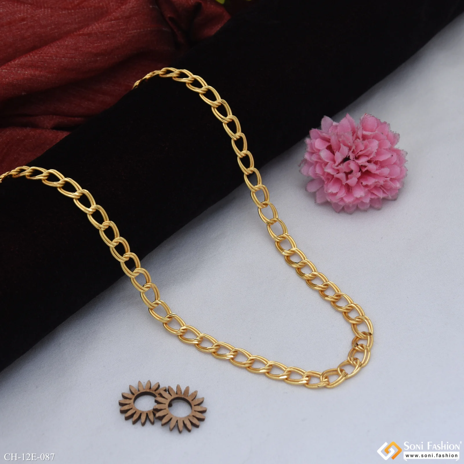 Ring Into Ring Prominent Design Gold Plated Link Chain for Men - Style E087 - Image 4
