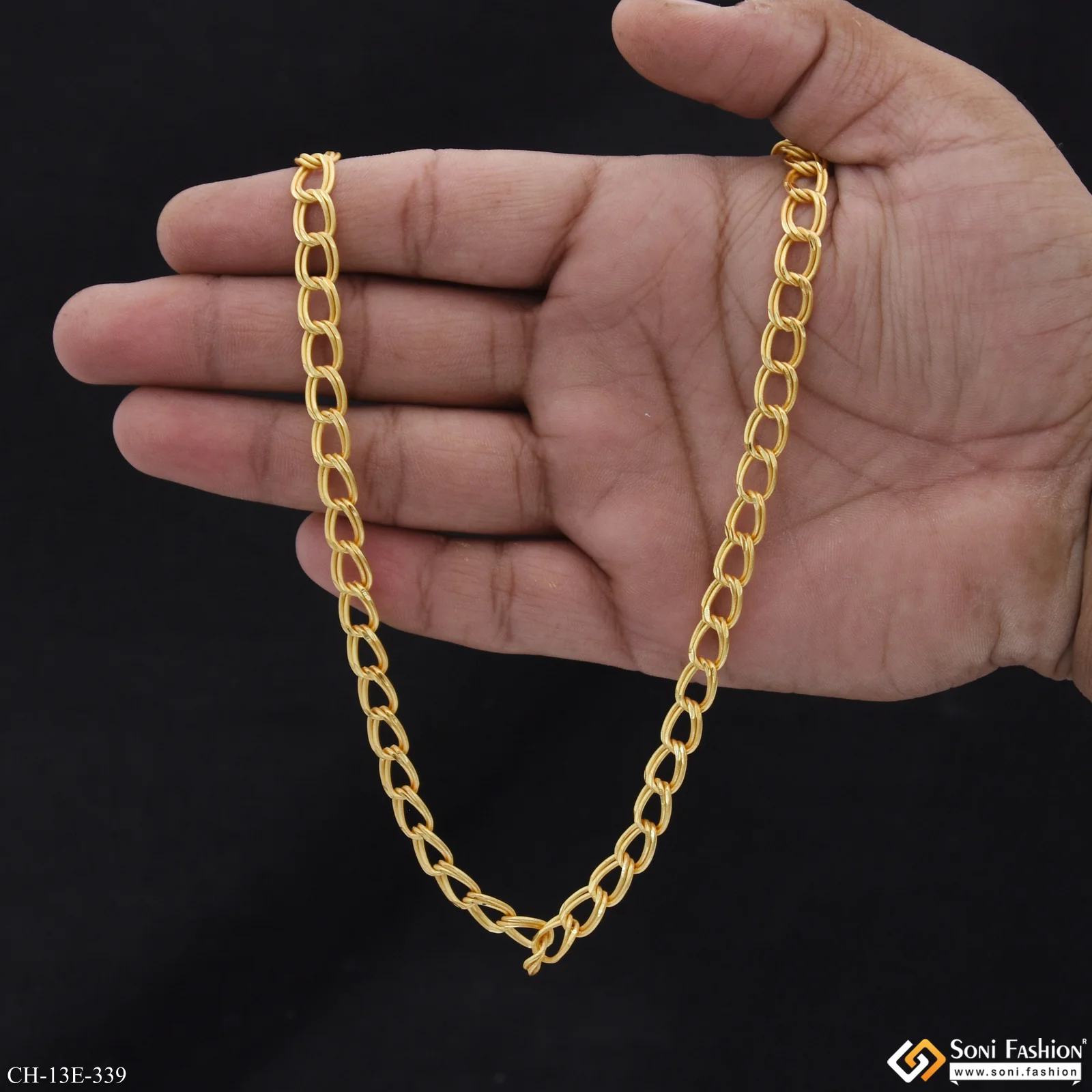 Ring Into Ring Prominent Design Gold Plated Link Chain for Men - Style E339 - Image 6