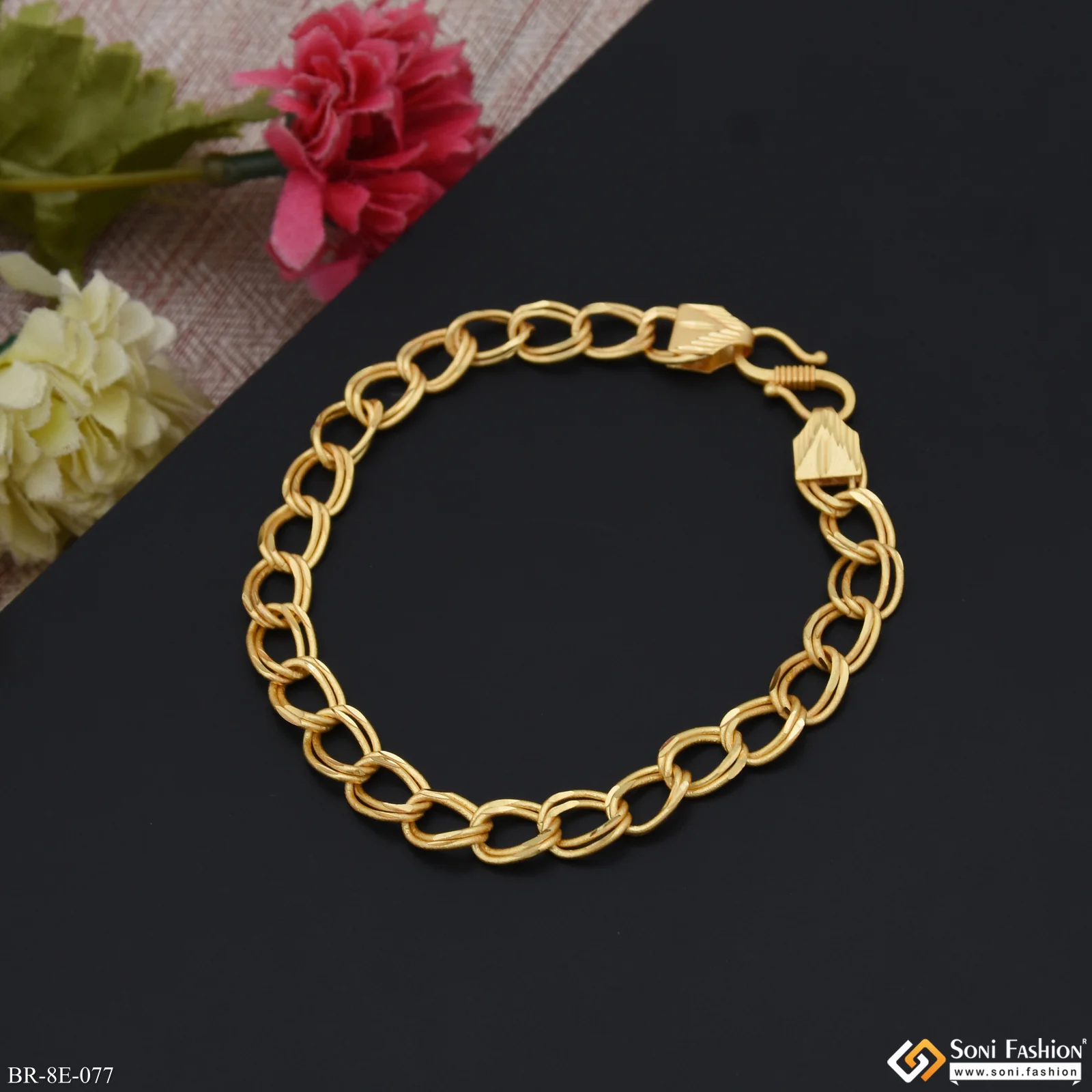 Ring Into Ring Trending Design Gold Plated Link Bracelet for Men - Style E077 - Image 5